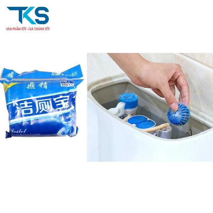 COMBO 10 viên tẩy bồn cầu siêu sạch màu xanh tiện dụng, viên tẩy bồn cầu cho gia đình