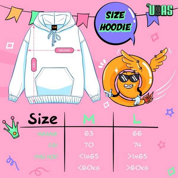 Áo khoác hoodie nỉ UDAS 100% cotton unisex dành cho nam và nữ có mũ form rộng - Trắng | BigBuy360 - bigbuy360.vn