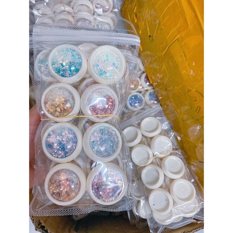 Set nhũ kim tuyến 8 màu trang trí ,Nhũ Vảy Cá 9D kim tuyến 8 hũ Nail / Gấu Nail