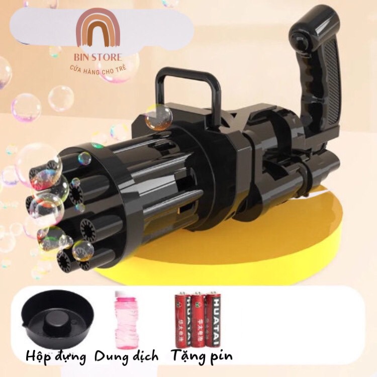 Súng Bắn Bong Bóng Cực Mạnh Kiên Review BS02 Màu Đen 8 Nòng Siêu Nhiều Bong Bóng Tặng Kèm Pin