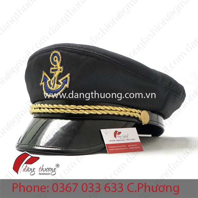 Mũ nón thủy thủ thuyền trưởng lưỡi trai bakerboy cap mỏ neo thời trang màu đen trắng