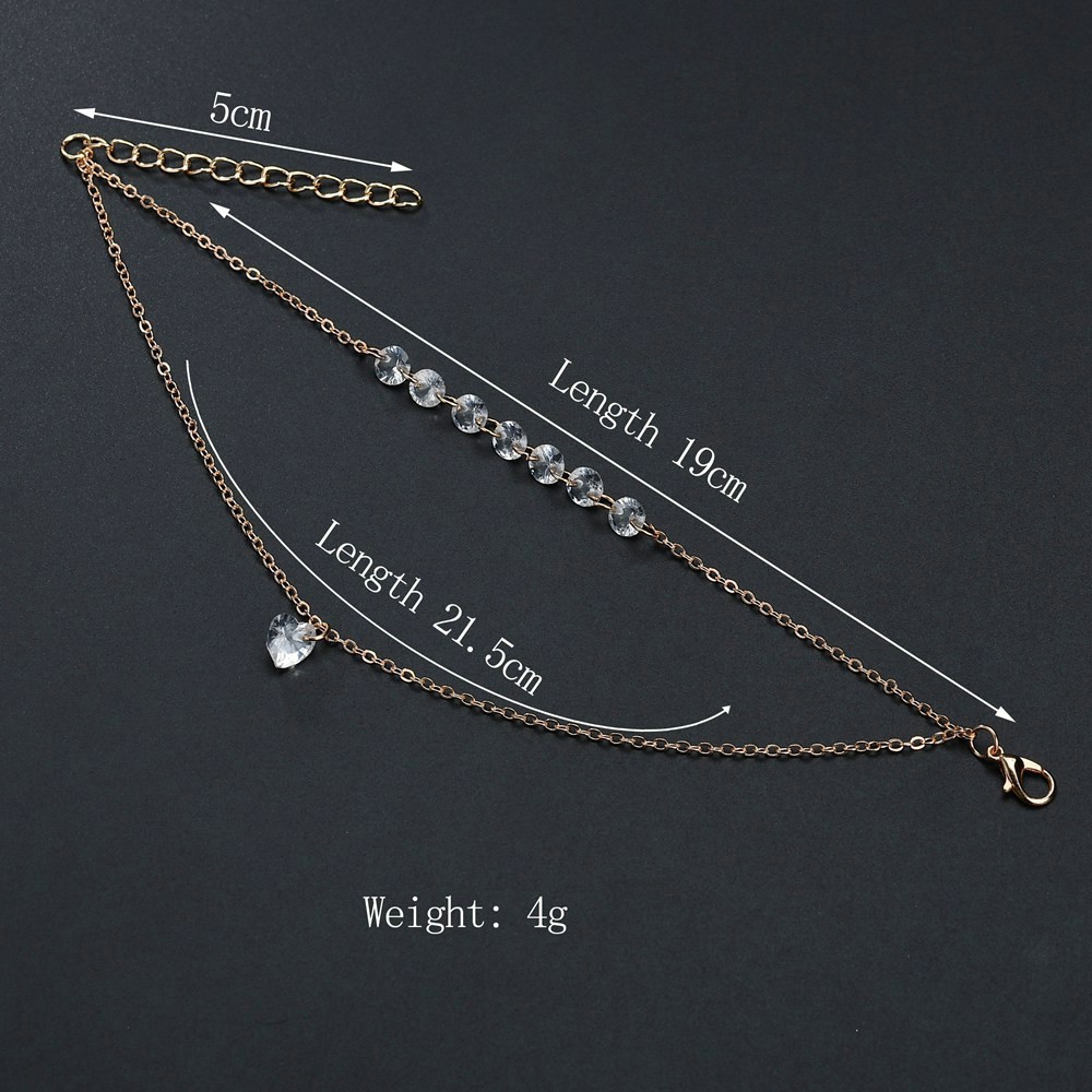 Exquisite Crystal Double Heart Crystal Bracelet Engaged Married Jewelry  Woman