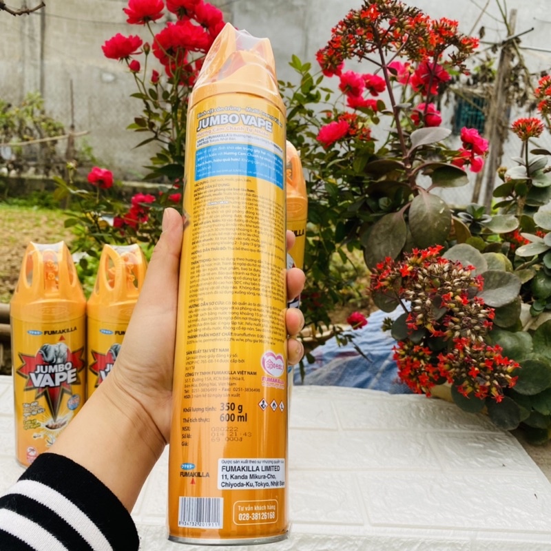 Bình Xịt Muỗi/Côn Tr Jumbo Vape 600ml / 300ml Hương Cam Chanh Tự Nhiên