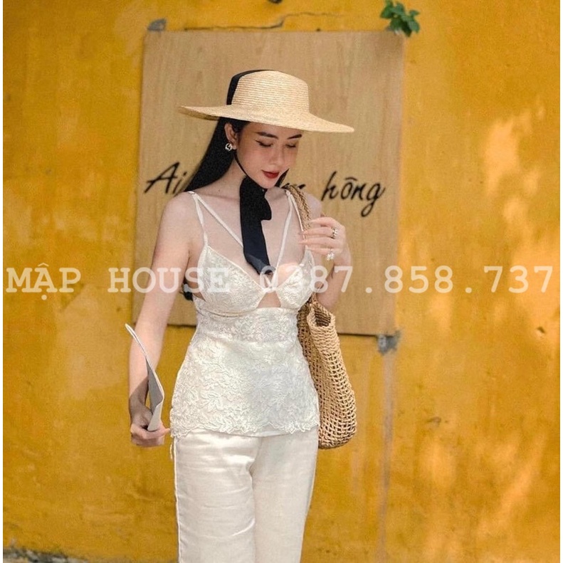 Giỏ cói Tote xách vuông - đan lưới caro thưa - phong cách Vintage