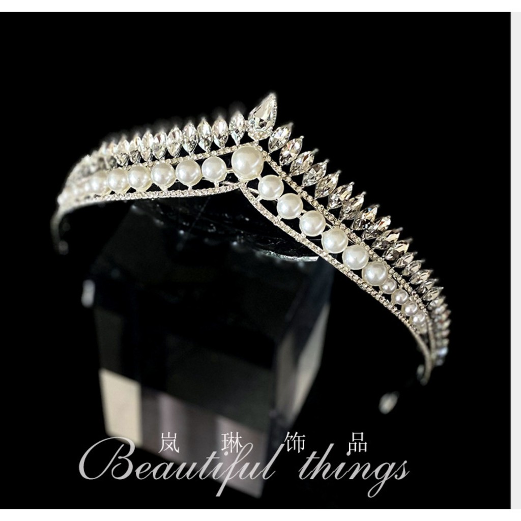 [HCM] Vương miện cô dâu mẫu mới T92020 chóp viền đá kèm hạt trai Giangpkc