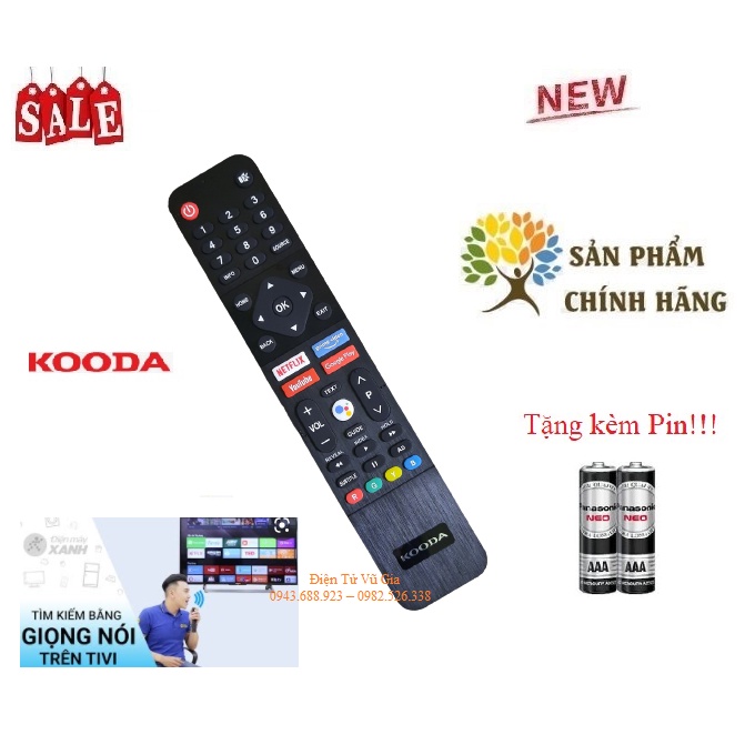 Remote Điều khiển tivi KOODA giọng nói- Hàng chính hãng theo TV mới 100% Tặng kèm Pin!!!