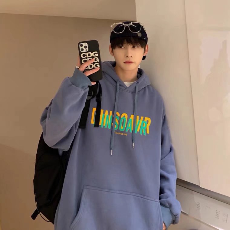 Áo hoodie Thể Thao Dáng Rộng In Chữ Phong Cách Hip Hop Đường Phố Hàn Quốc Thời Trang Mùa Đông Cho Nam [M-5XL]