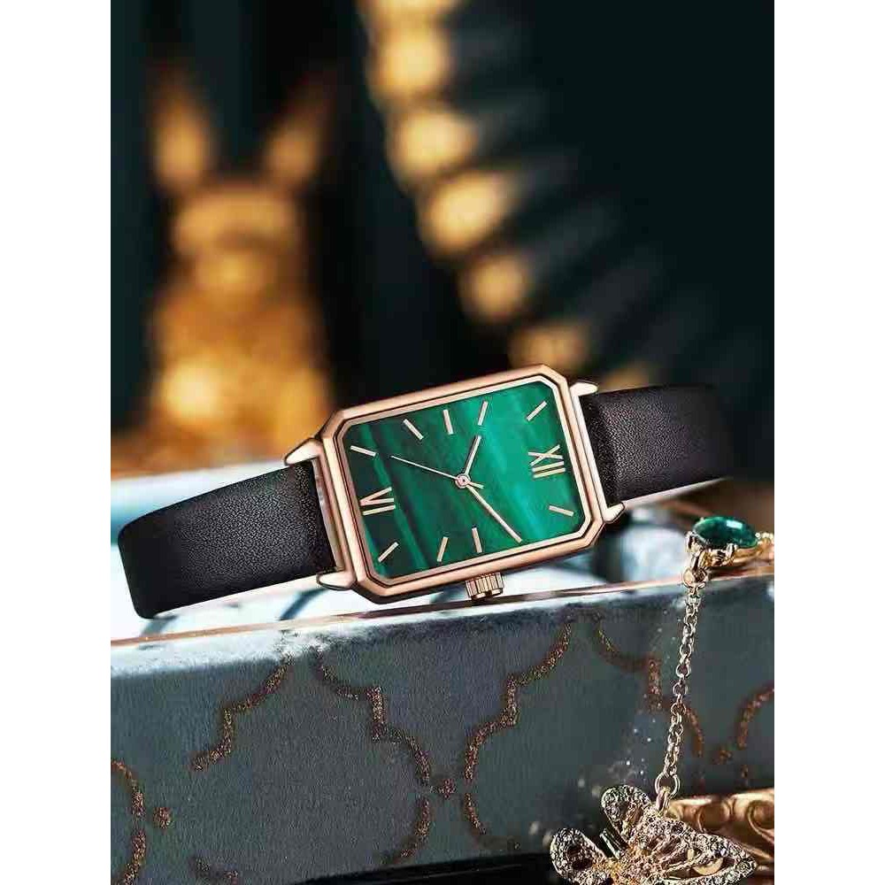 Popkozzi Malachite Đồng Hồ Đeo Tay quartz Nam Châm Màu Xanh Lá Thời Trang Cho Nữ