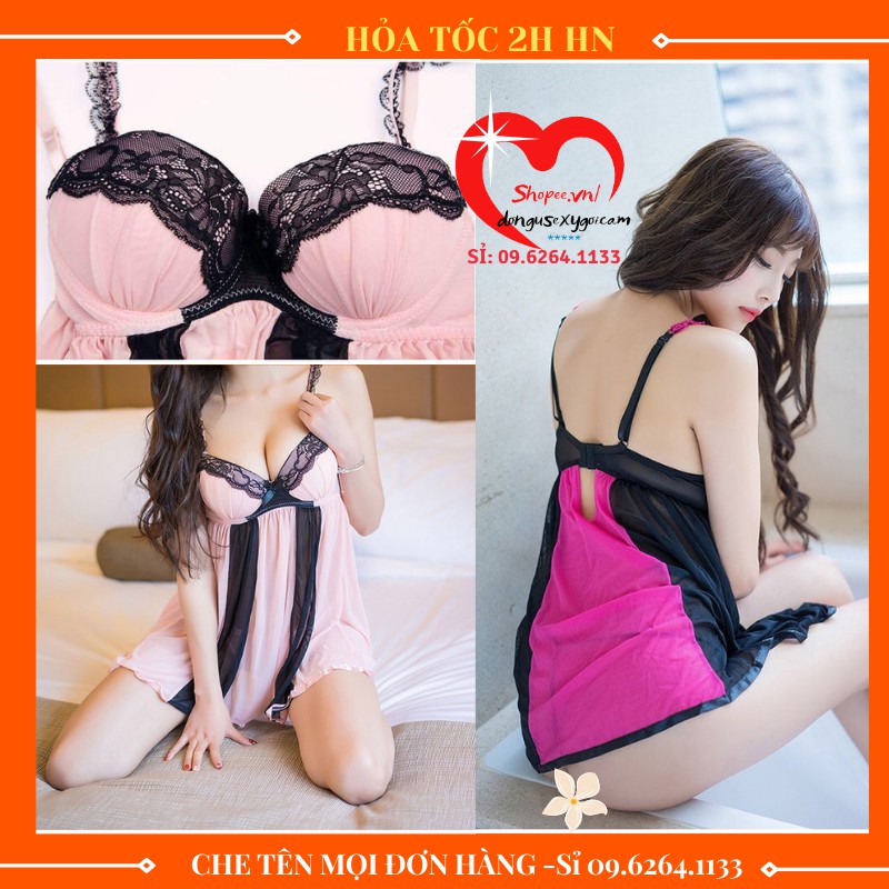 Váy Ngủ Sexy Ren Có Đệm Nâng Ngực Gợi Cảm Quyến Rũ Sắc Màu Tươi Trẻ Quyến Rũ -  ( VÁY PHỐI MÀU).