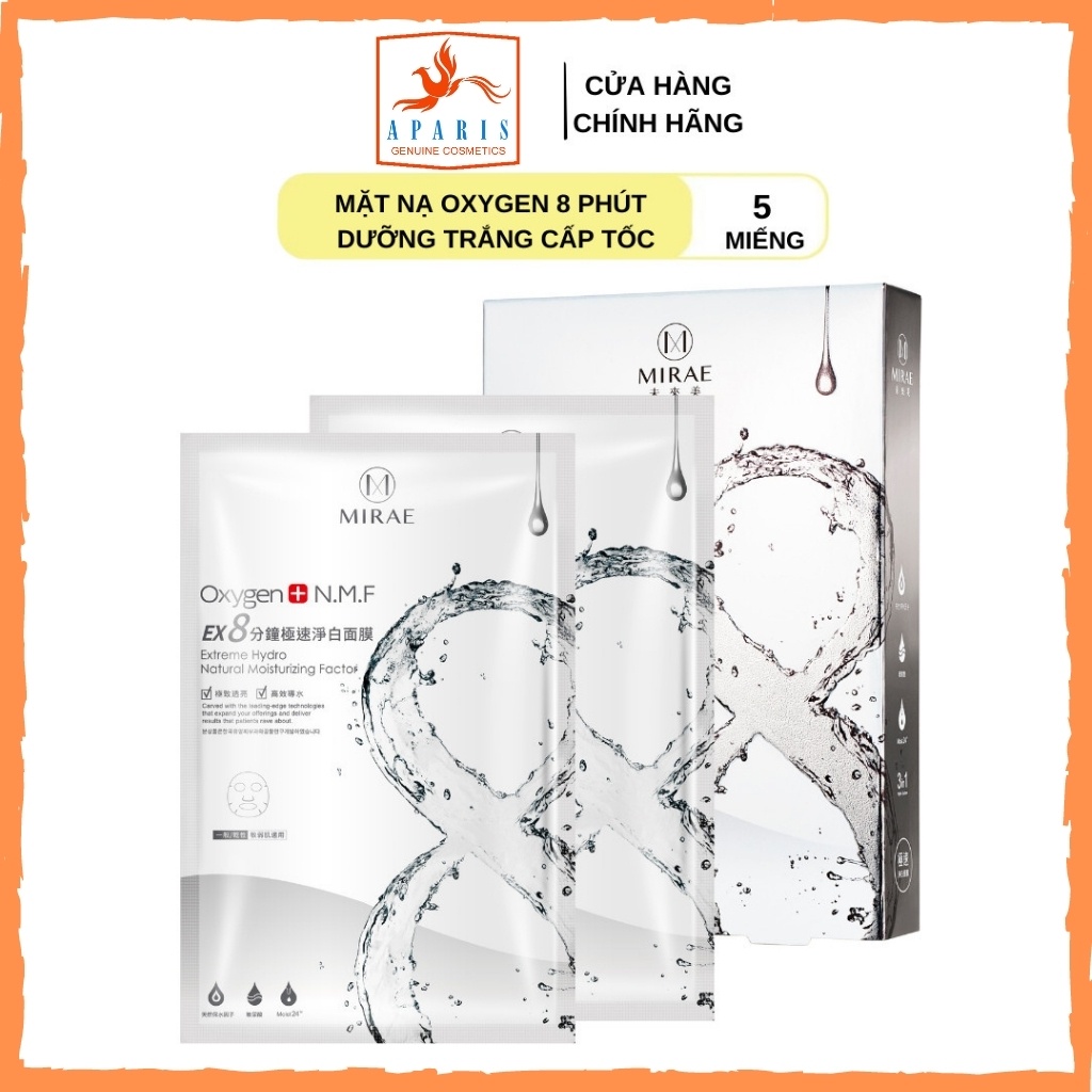 [Hộp 5 Miếng] Mặt Nạ Dưỡng Trắng Cấp Tốc Mirae - Oxygen EX 8 Phút Cung Cấp Độ Ẩm Giúp Da Sáng Mịn