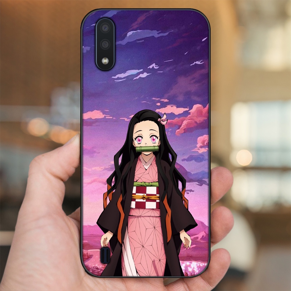 Ốp lưng Samsung A01 viền đen in hình Nezuko Kimetsu no Yaiba