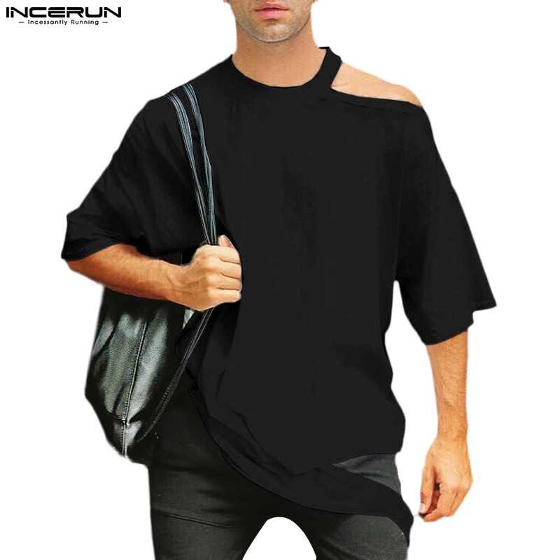 Áo thun INCERUN tay lửng khoét vai thời trang dành cho nam