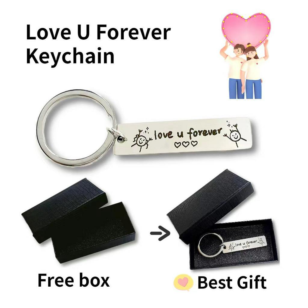 Móc Chìa Khóa Khắc Chữ Love You Forever Bằng Thép Không Gỉ Kèm Hộp Quà Tặng Độc Đáo