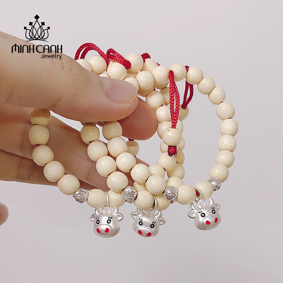 Vòng Dâu Tằm Charm Trâu Cười Bạc Ta Cho Bé Tuổi Sửu - Minh Canh Jewelry