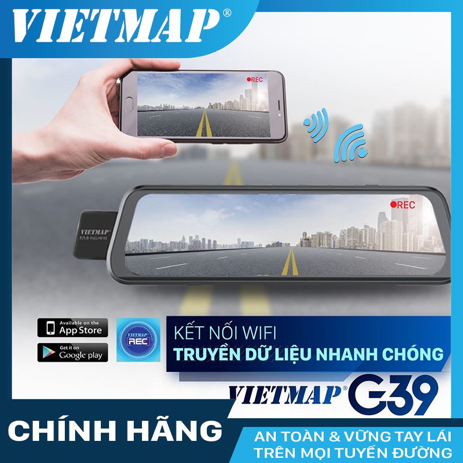 Camera hành trình ô tô VIETMAP G39 có Wifi G.P.S + thẻ nhớ 32/64/128GB Class 10