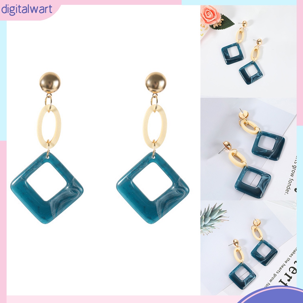 Khuyên tai hình tròn/thoi dáng dài thanh lịch cho nữ