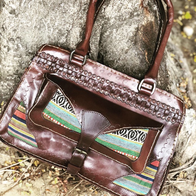 Túi xách da thật vintage thổ cẩm