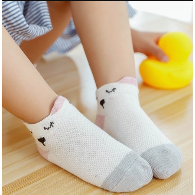 Set 5 đôi tất lưới điều hòa thoáng khí, mềm mại dễ thương cho bé trai, bé gái từ 0-12m