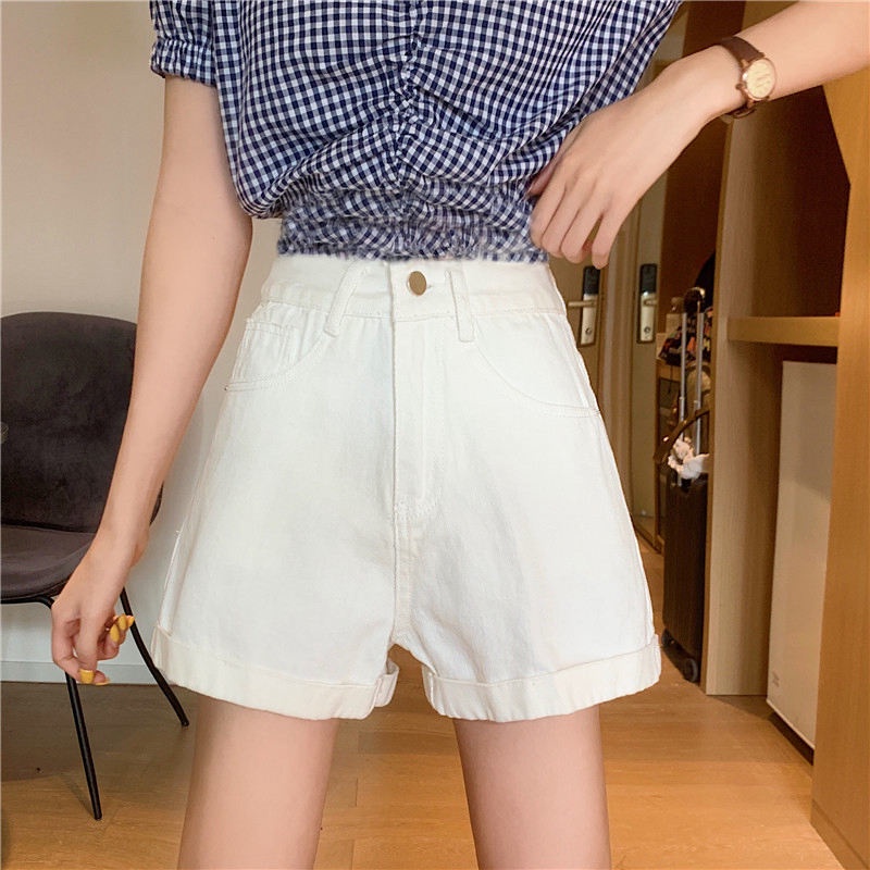 Quần Short Jean Ống Rộng Lưng Cao Dáng Chữ a Plus Size Thời Trang Mùa Hè 2021