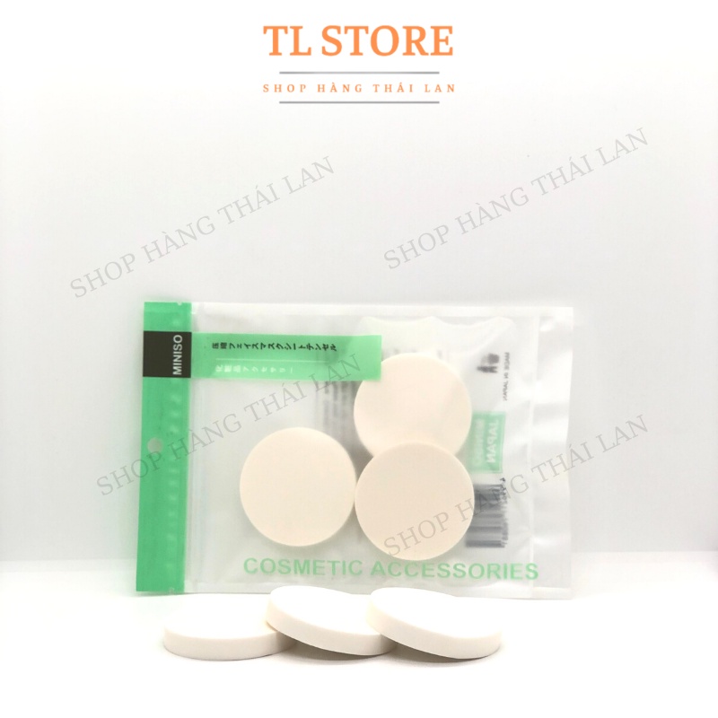 Sét 3 Miếng Mút Trang Điểm MINISO Siêu Mềm Siêu Dai Hình Tròn