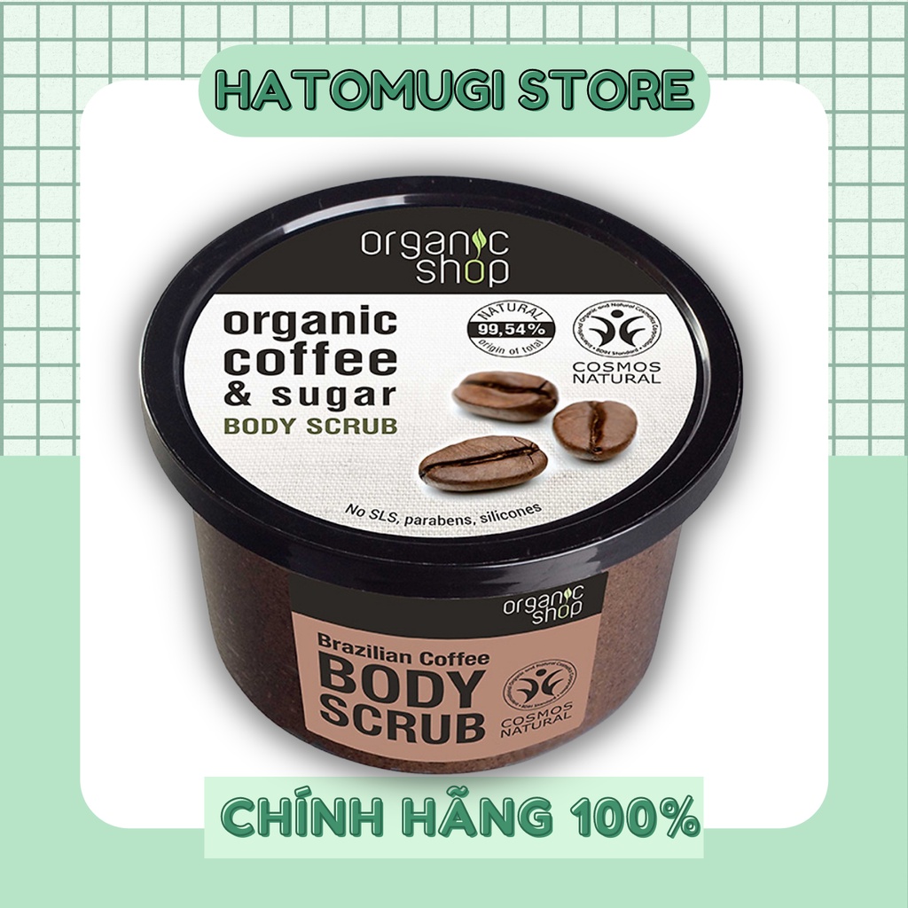 Tẩy da chết [Sạch 100%-Hàng Auth] Tẩy da chết body Organic Shop dưỡng da trắng sáng của Nga