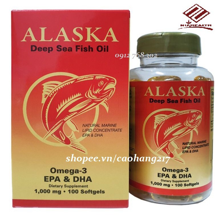 Dầu cá Omega 3 Alaska Deep sea fish Oil Nu Health nhập khẩu chính hãng từ Mỹ lọ 100 viên mẫu mới
