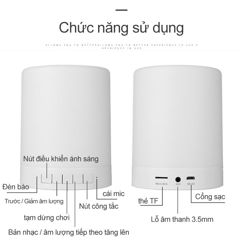 Loa Bluetooth mini nhiều màu sắc không dây cảm ứng âm nhạc đèn bàn di động ngoài trời âm thanh di động [YX0008]