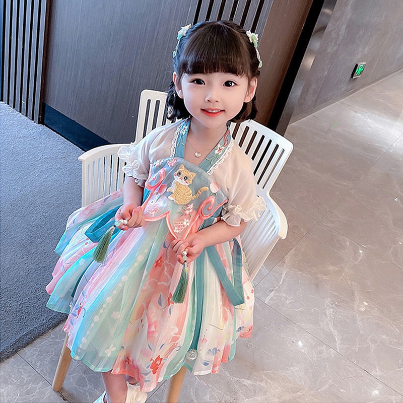 Đầm Hán Phục Phong Cách Phương Tây Thời Trang Mùa Hè Hàng Mới 2022 Dành Cho Bé Gái 10 Tuổi