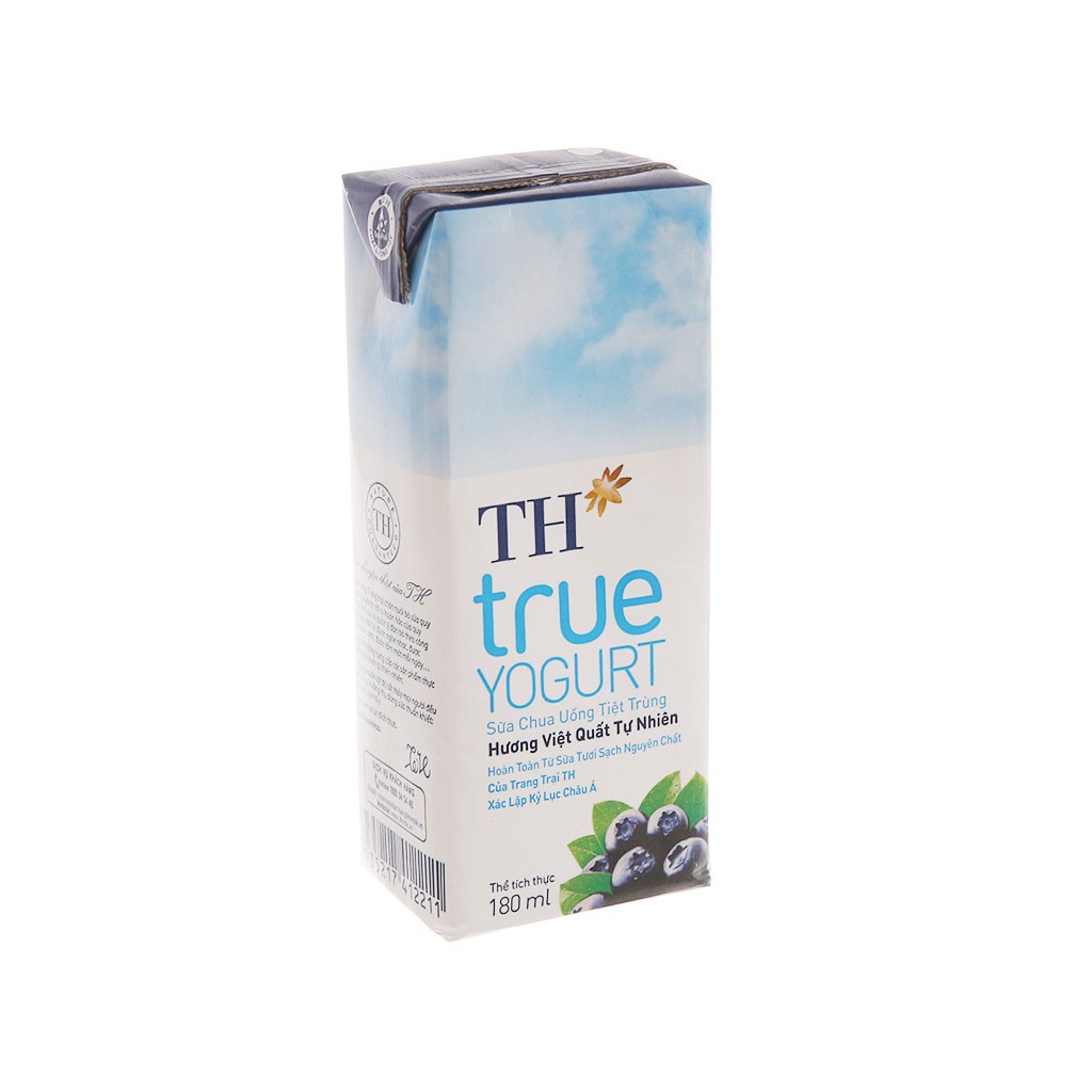 [CHÍNH HÃNG] Sữa Chua Uống Tiệt Trùng TH True Yogurt Hương Việt Quất Tự Nhiên Thùng 48 Hộp x 180ml