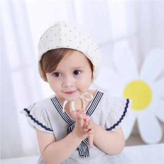 Mũ cotton chấm bi dễ thương cho bé gái
