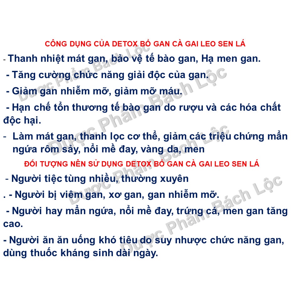 Viên uống Detox Bổ Gan Cà Gai Leo Sen Lá giải độc gan, thanh nhiệt mát gan - Hộp 60