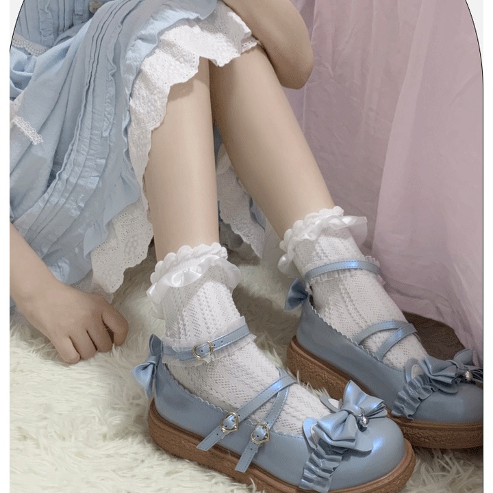 Tất bèo lụa lolita tiểu thư Hàn Quốc chất len đẹp trắng đen be nữ nhiều màu