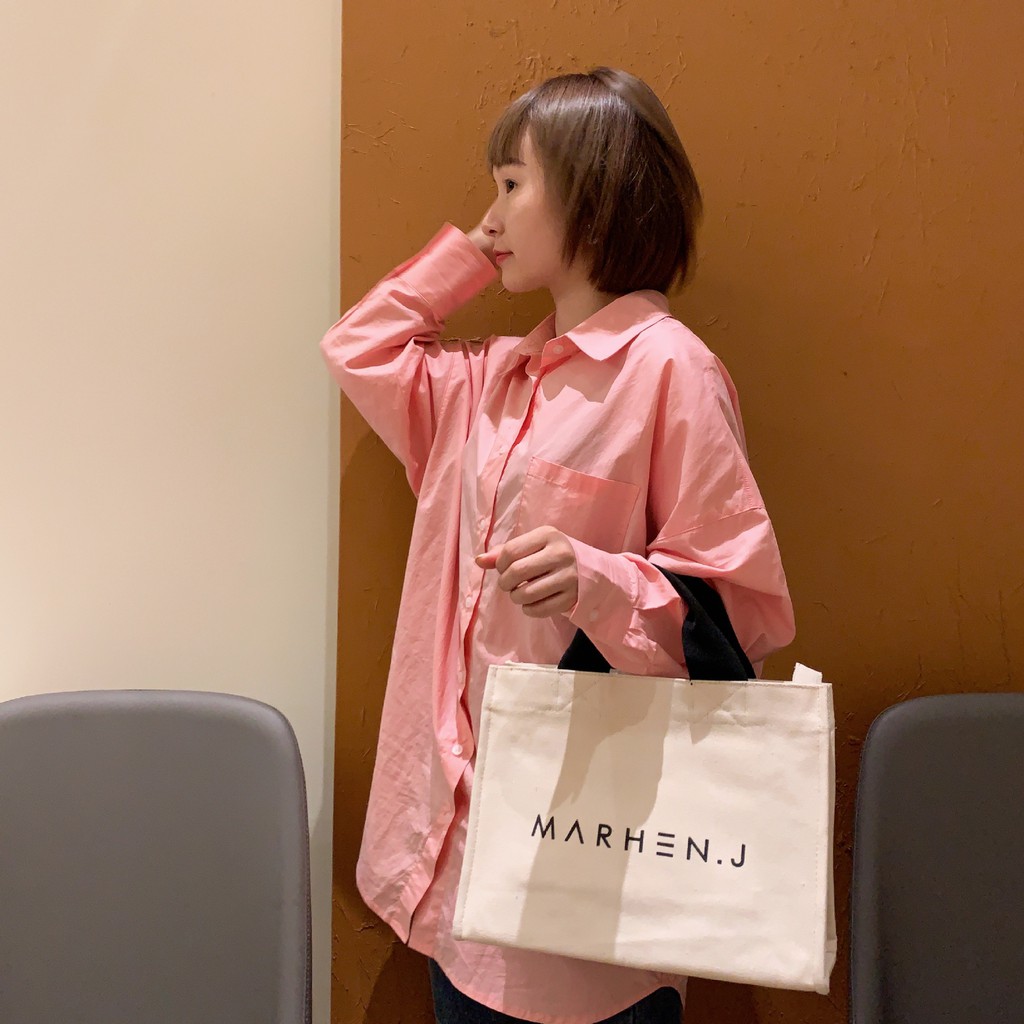 Túi vải đeo chéo xách tay thời trang in Marhen J, túi tote đeo chéo vải canvas thời trang phong cách Hàn Quốc