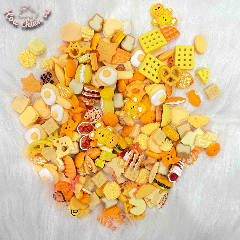 Set 10 charms bánh mỳ trang trí DIY ốp điện thoại, gương, cặp tóc...