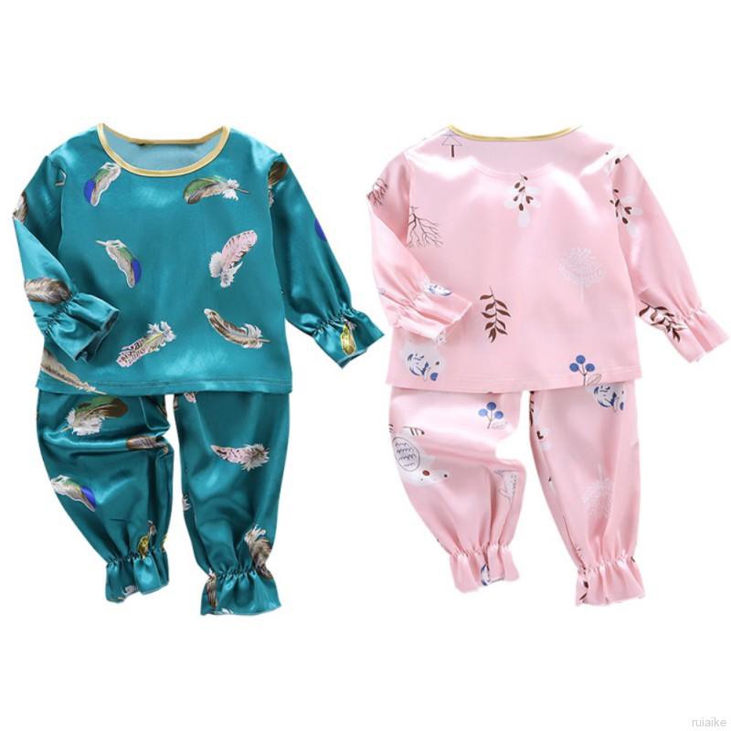 Bộ Đồ Ngủ Pijama Dài Tay Vải Cotton Cho Bé Gái