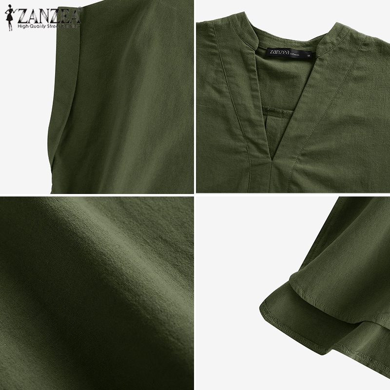 ZANZEA Áo Nữ Tay Ngắn Cổ Chữ V Thời Trang Quyến Rũ