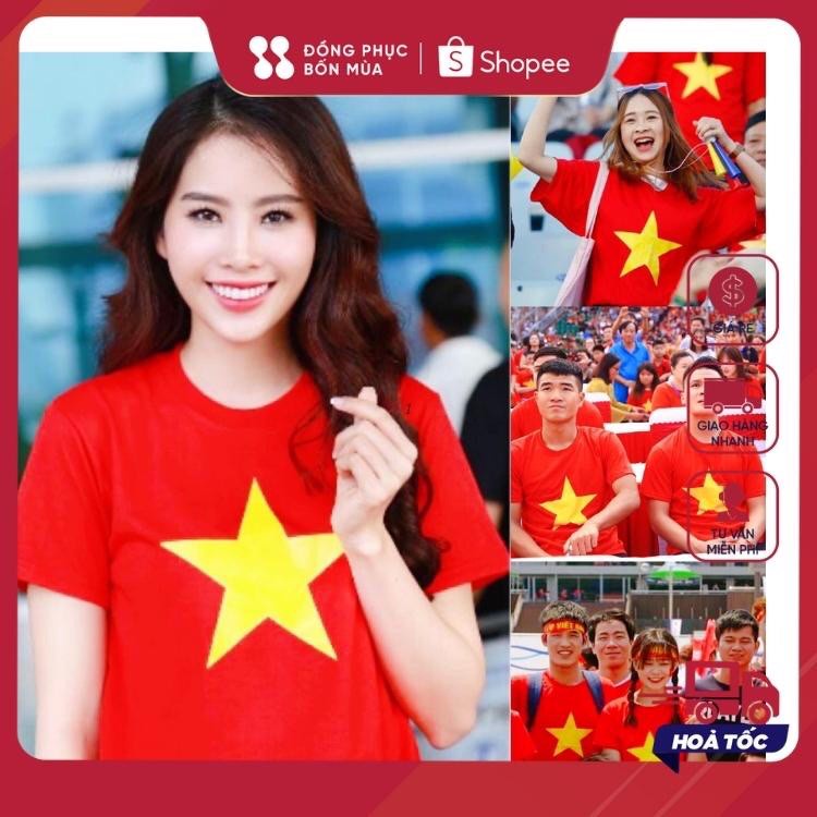 [GIÁ GỐC] ÁO THUN CỜ ĐỎ SAO VÀNG CHẤT COTTON ĐỦ SIZE NGƯỜI LỚN VÀ TRẺ EM CÓ HOẢ TỐC SẴN HÀNG