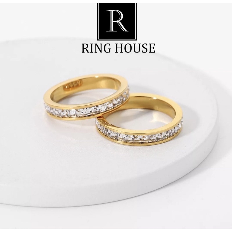 Nhẫn Đôi Cặp Nam Nữ Titan Màu Bạc Không Gỉ Đen CK Carti Đính Đá Zircon Sáng Đẹp Ring House
