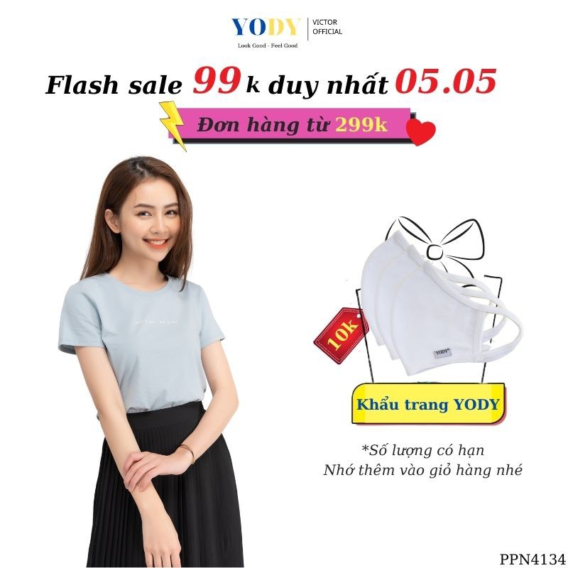 Áo Phông Thun Nữ  YODY Đủ Màu, Đủ Size, Thiết Kế Basic, Năng Động Trẻ Trung Vải Cotton Thoáng Mát PPN4134