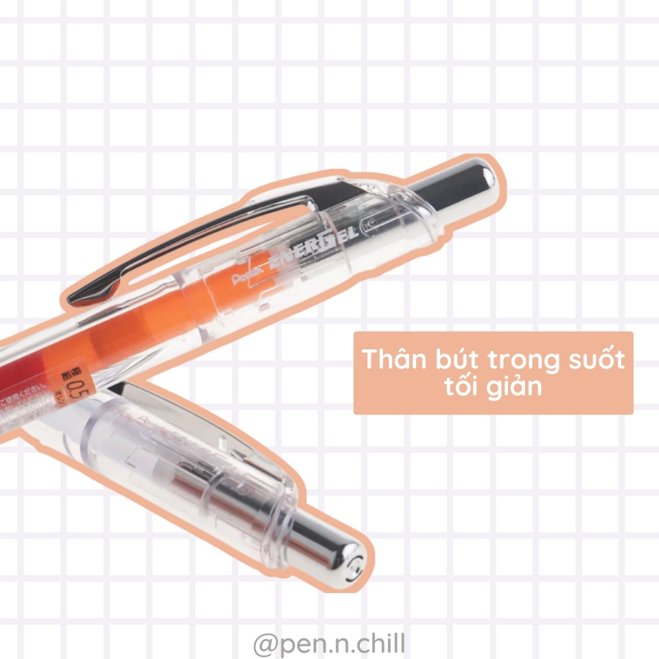 Bút Gel Pentel Energel Infree Trong Suốt Phong Cách Tối Giản - Cỡ ngòi 0.5mm
