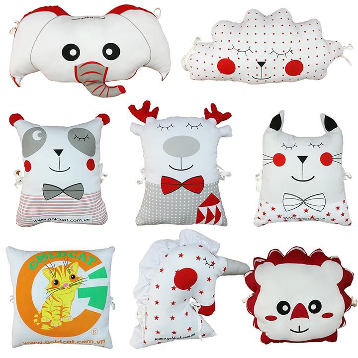 Set 8 Gối Quây Thú Ngộ Nghĩnh Kèm Ga GOLDCAT Chất Vải Mềm Mịn, Lõi Bông Giúp Bé Tránh Va Đập