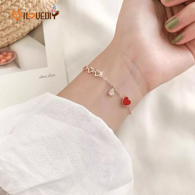 Vòng Tay Mặt Trái Tim Đính Đá Thời Trang Cho Nữ