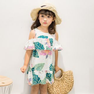 Váy hở vai chữ A cho bé gái