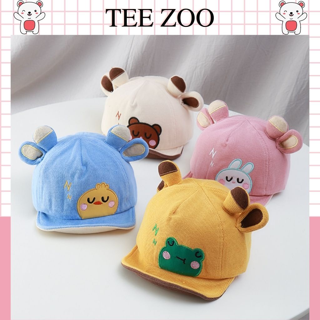 Mũ lưỡi trai mềm dành cho bé trai và gái từ 6 tháng 2 tuổi tai hươu họa tiết con vật dễ thương MH127 Teezoo