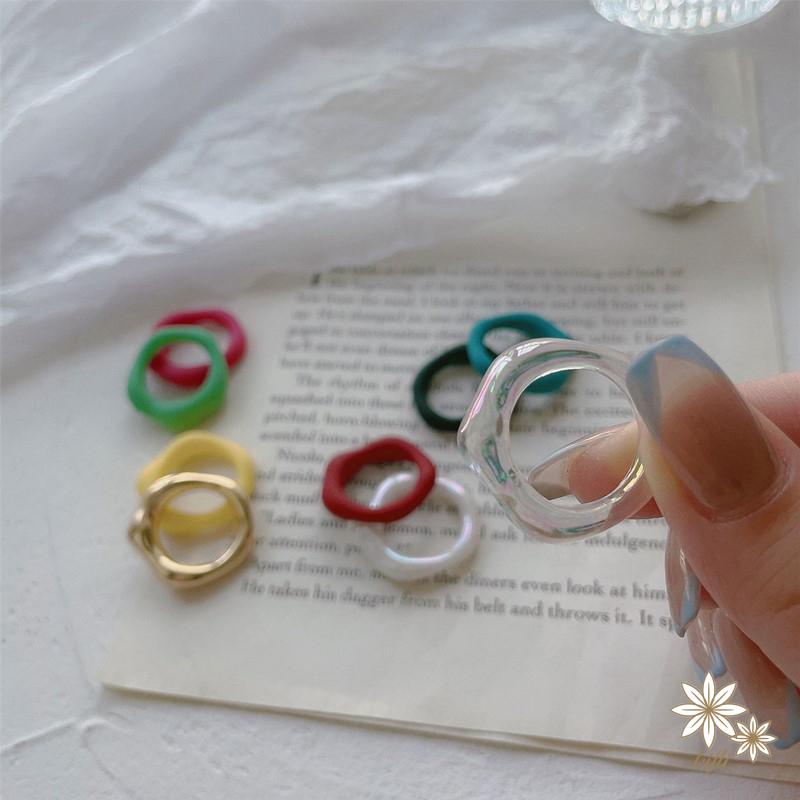 【Kifli.vn】Nhẫn Acrylic polygon Đa Năng Kết Cấu Nhiều Màu Sắc Đơn Giản Và Đa Năng