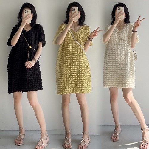 Váy suông đũi xốp dáng ngắn Hàn Quốc