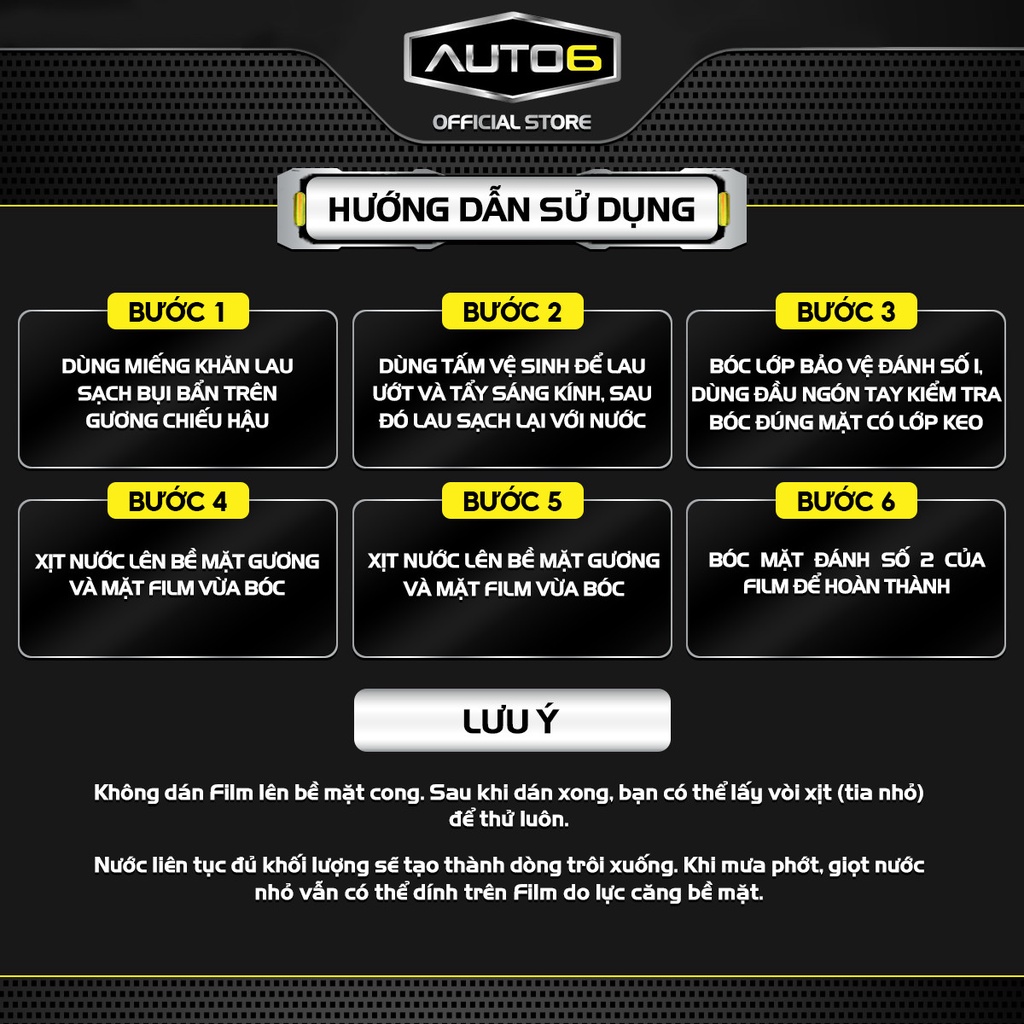 Combo tấm dán kính chống bám nước gương ô tô LEXUS full size - AUTO6