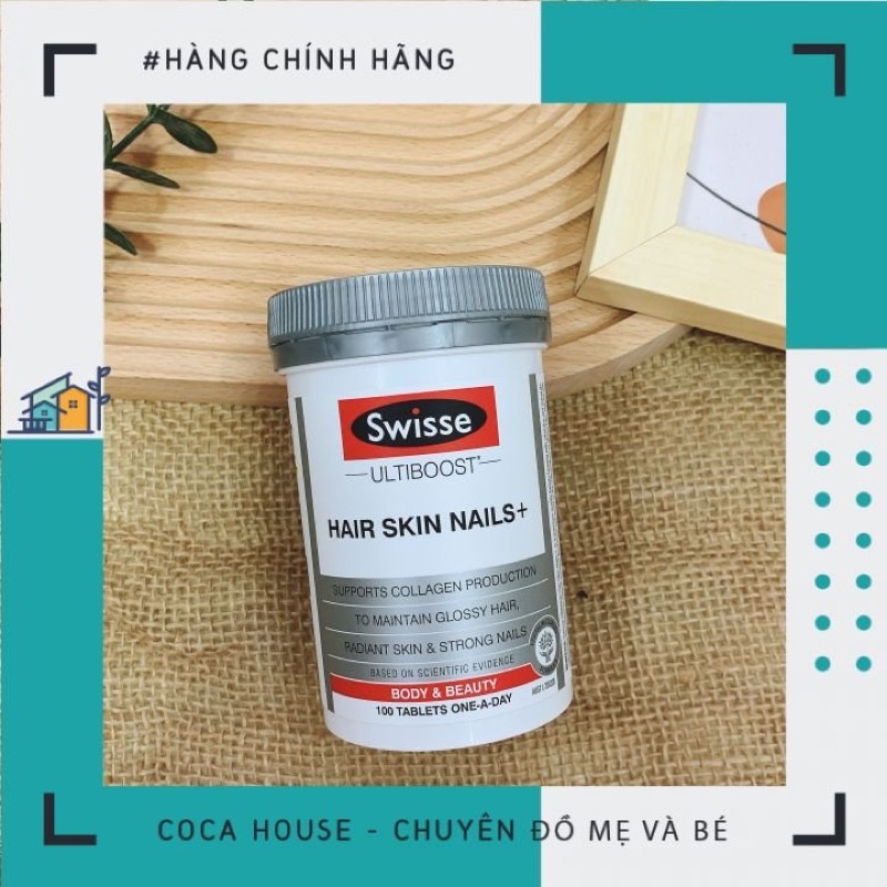 [100 viên] Viên uống bổ sung Collagen đẹp da, tóc, móng SWISSE HAIR SKIN NAILS ✅Hàng chính hãng, đủ bill✅