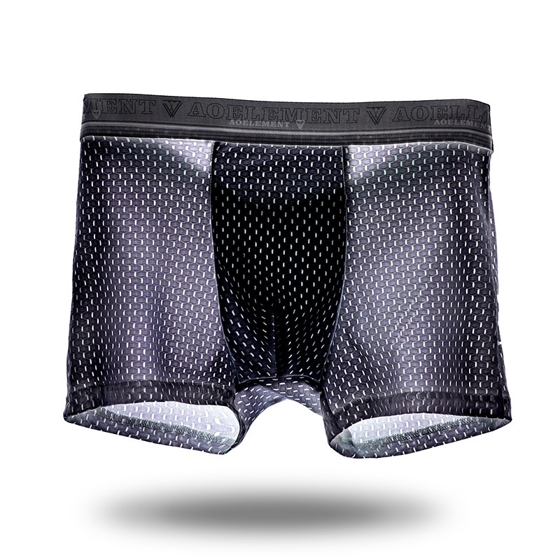 Quần Lót Boxer Vải Lụa Lạnh Lưng Vừa Phối Lưới Thoáng Khí Cỡ Lớn Thời Trang Mùa Hè Quyến Rũ Cho Nam 193