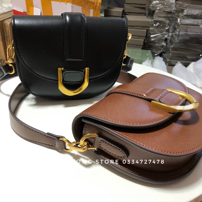 Túi đeo chéo C.N.K khuyết size 19 hai dây đeo chéo và kẹp nách bé bé sang chảnh